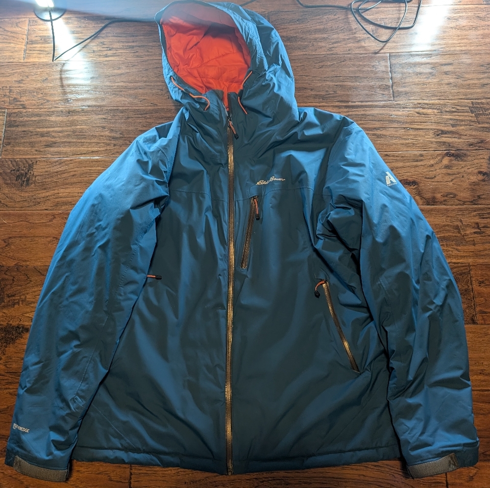 Eddie Bauer First Ascent Men's Blue Primaloft Jacket with Orange Lining Size Xl